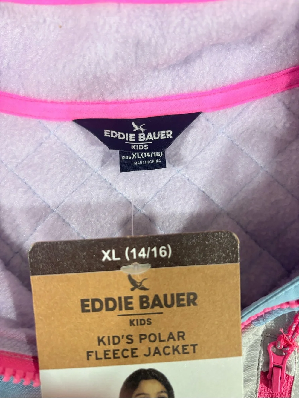Pastel Quilted & Fleece Jacket with Bright Pink Trim